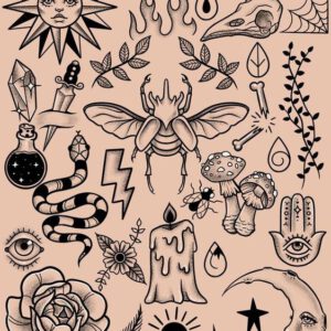 Een voorbeeld van enkele flash tattoo's