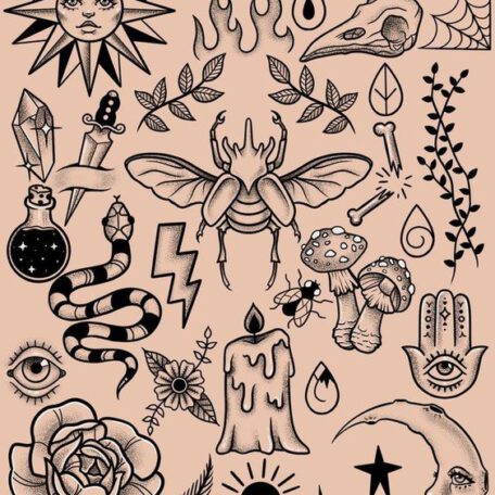 Een voorbeeld van enkele flash tattoo's